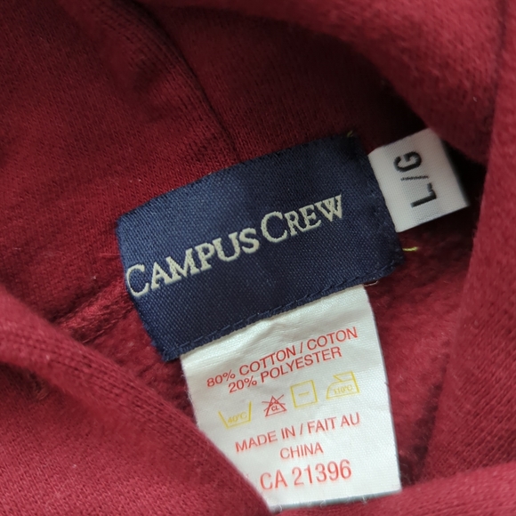 Campus Crew Burgundy Maroon Hoodie - Picture 3 of 4
